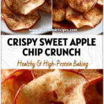 Crispy Air-Fryer Apple Chips dusted with cinnamon sugar arranged on a white plate as a healthy treat